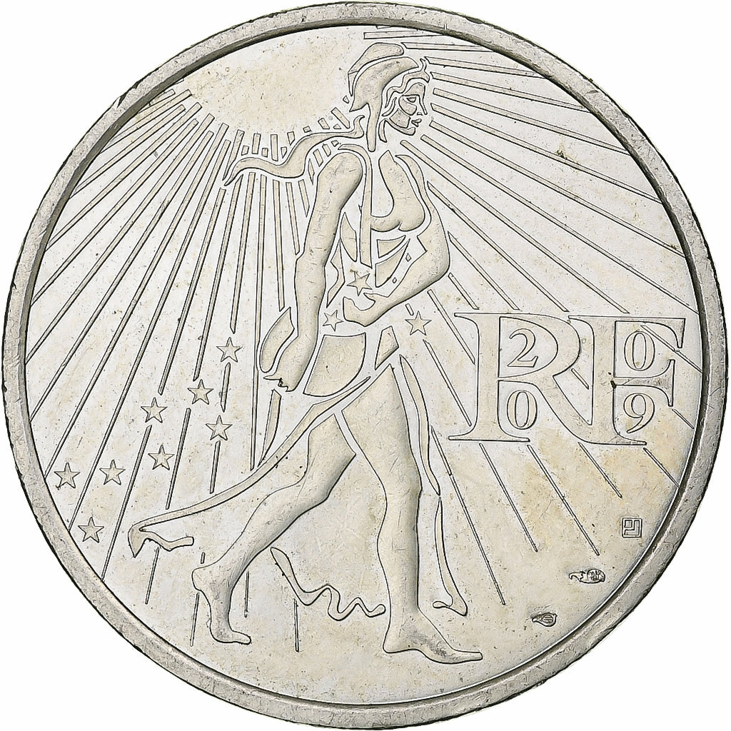 France, 25 Euro, 2009, Paris, MS(64), Silver, KM:1581