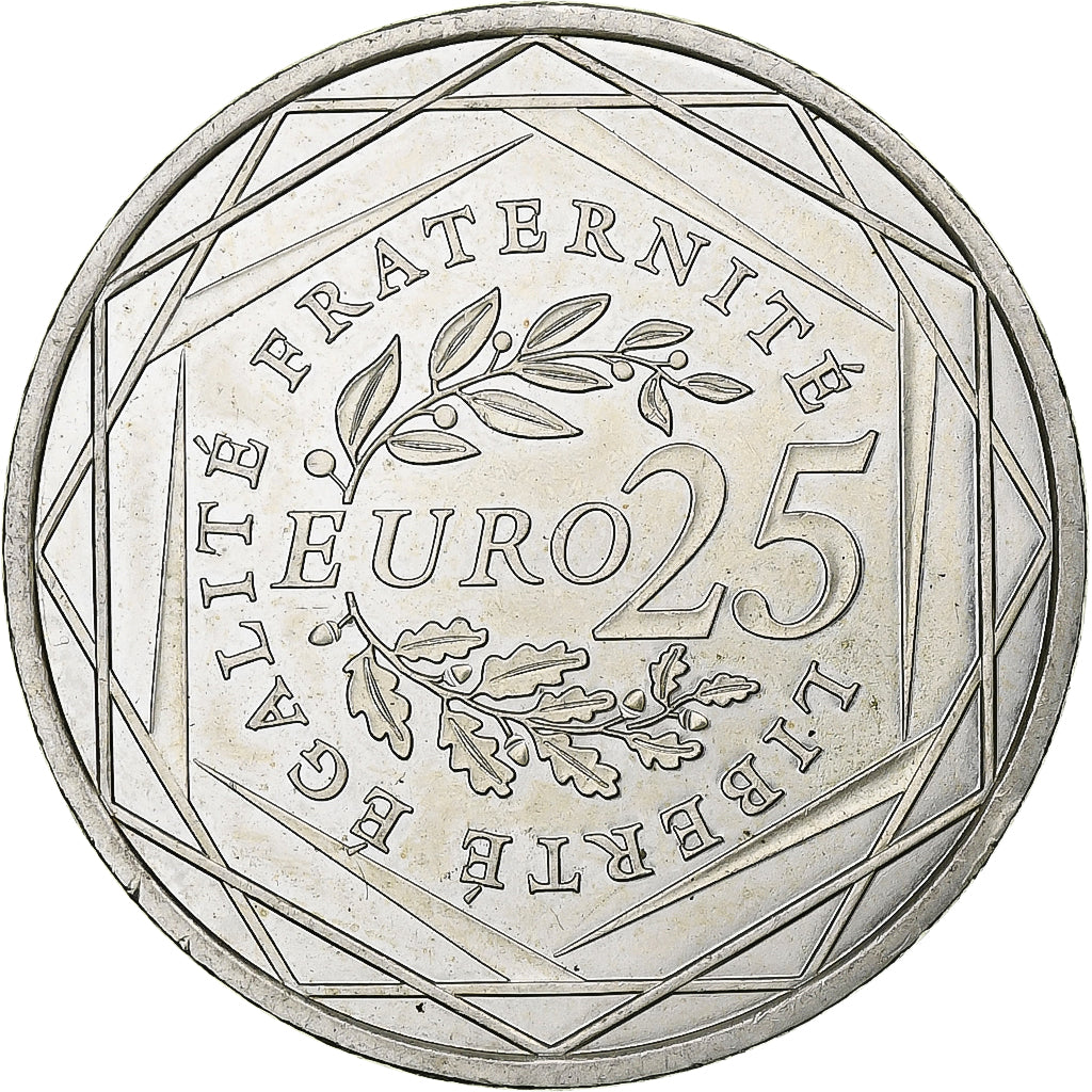 France, 25 Euro, 2009, Paris, MS(64), Silver, KM:1581