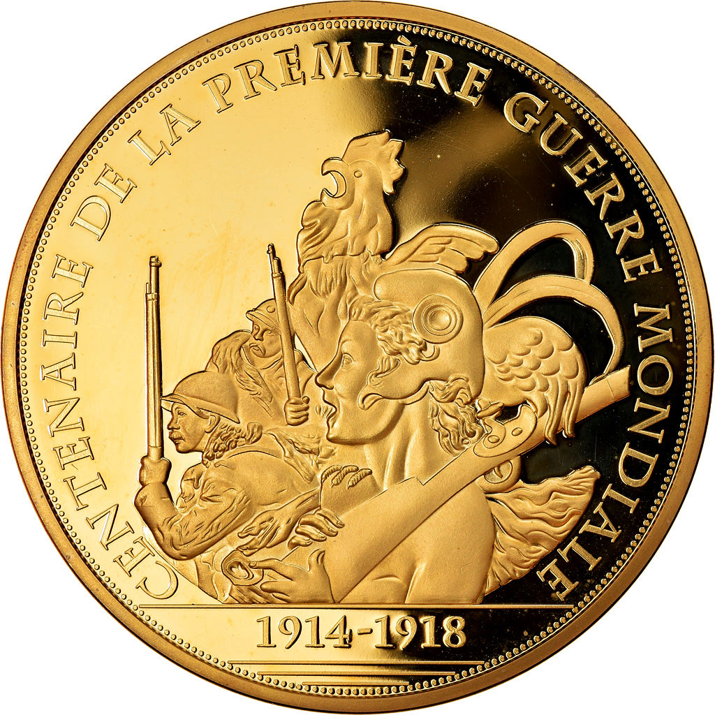 Francia, medalla, Fin de la Première Guerre Mondiale, 2018, SC+, Copper Gilt