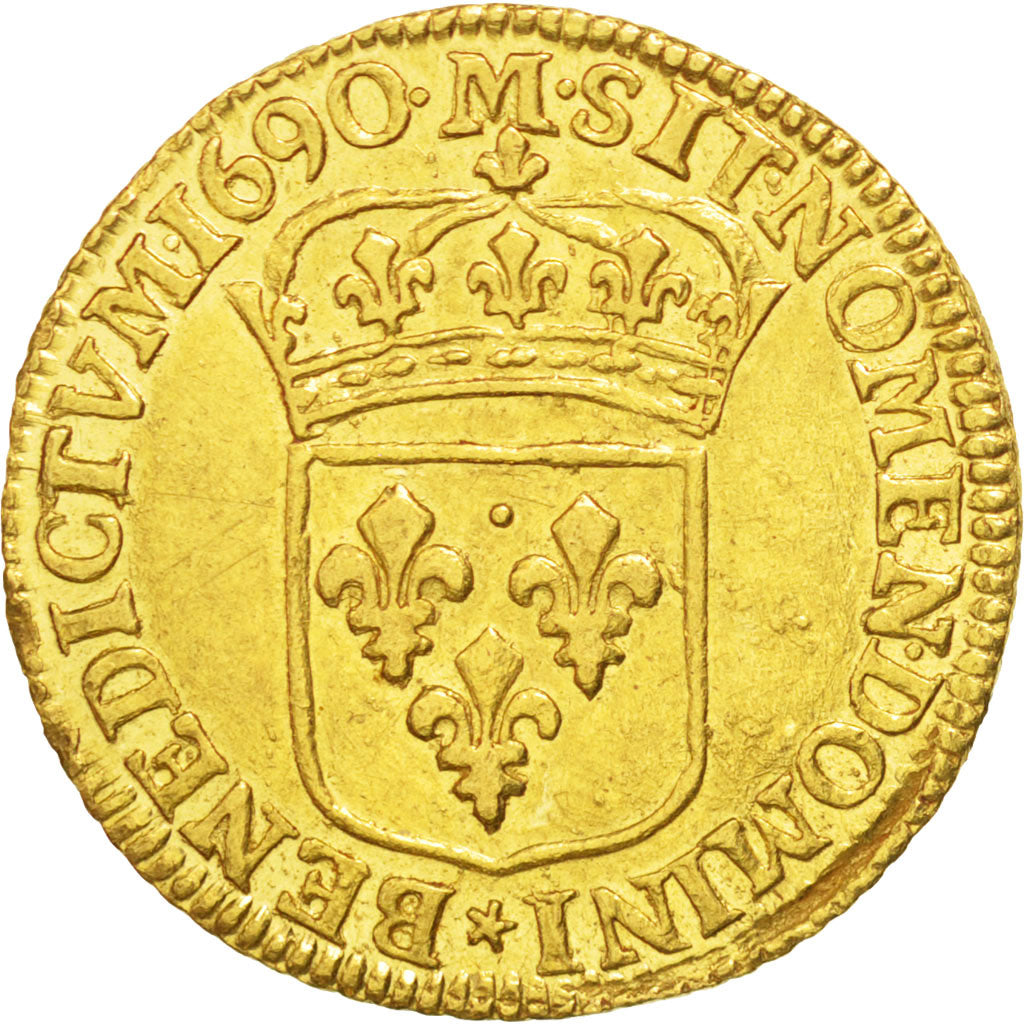 Coin, France, Louis XIV, Louis d'or à l'écu, Louis d'Or, 1690, Toulouse