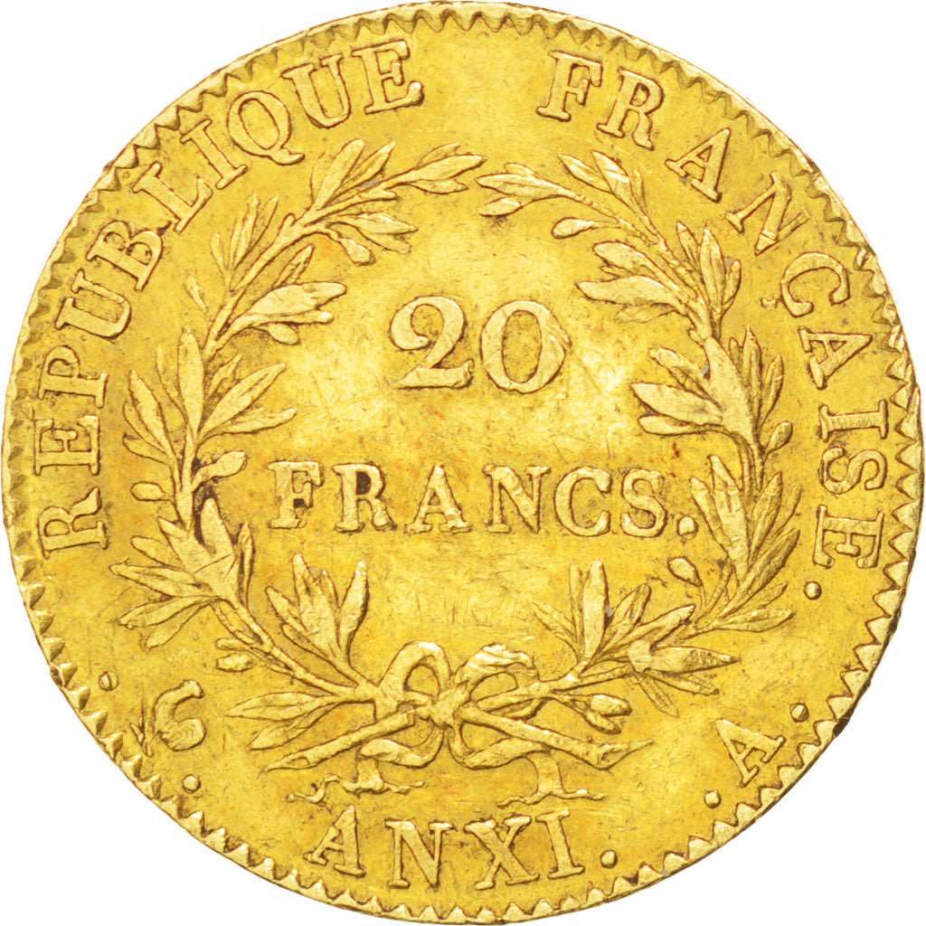 FRANCE, Napoléon I, 20 Francs, 1803, Paris, KM #651, AU(50-53), Gold, Gadoury #.