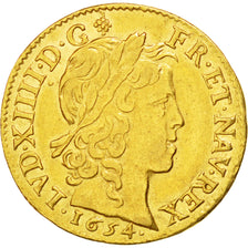 FRANCE, Louis d'or à la mèche longue, Louis D'or, 1654, Paris, KM #157.1, AU(...