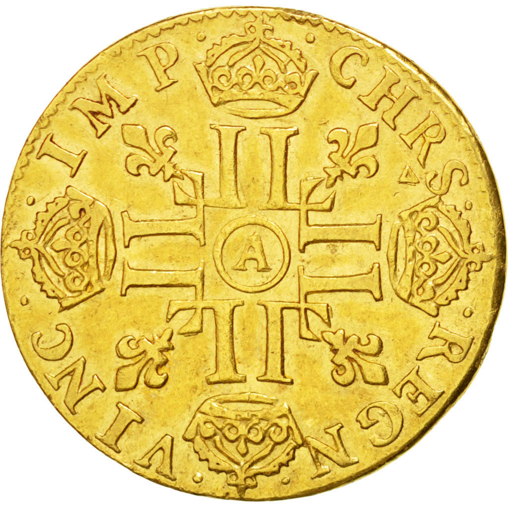 FRANCE, Louis d'or à la mèche longue, Louis D'or, 1654, Paris, KM #157.1, AU(...