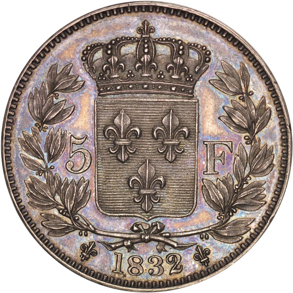 FRANCE, 5 Francs, 1832, KM #35c, MS(63), Silver, Gadoury #651P, 62.52