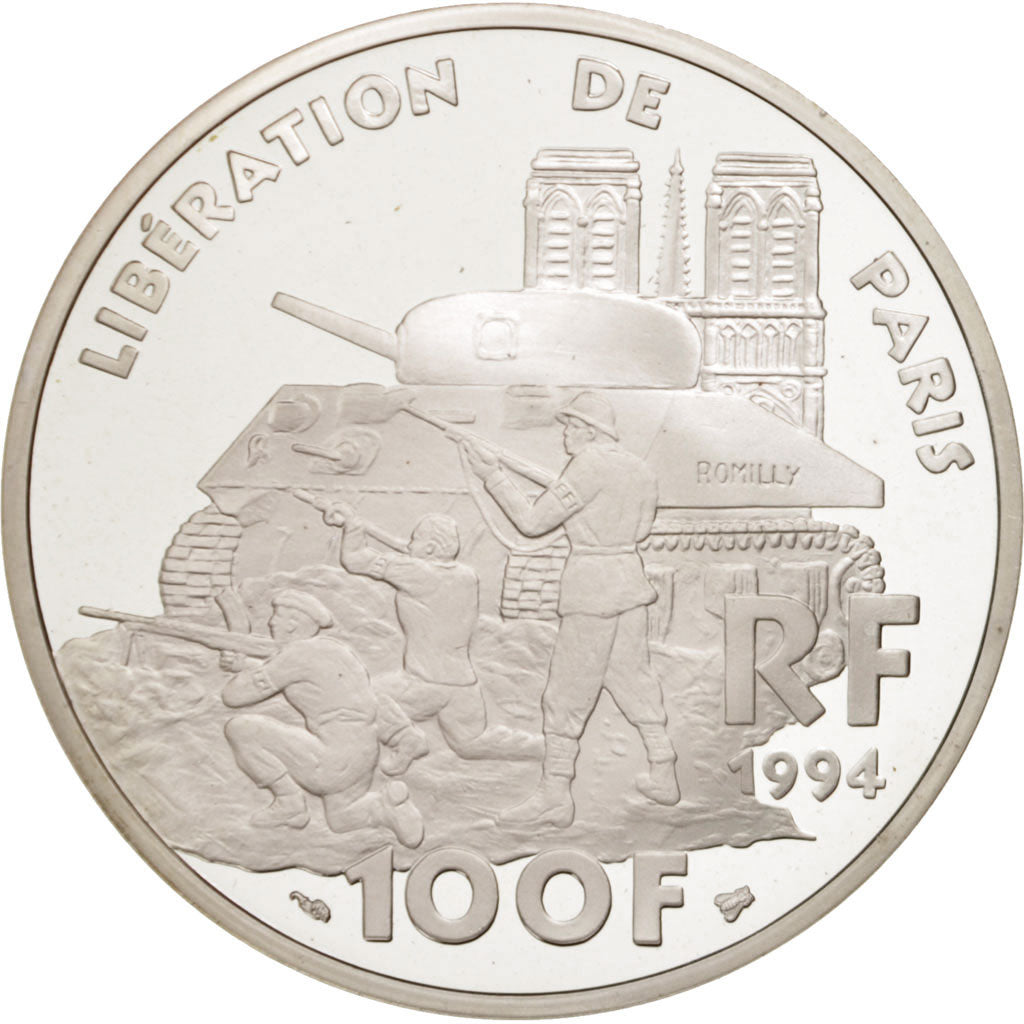 Coin, France, Libération de Paris, 100 Francs, 1994, MS(65-70), Silver