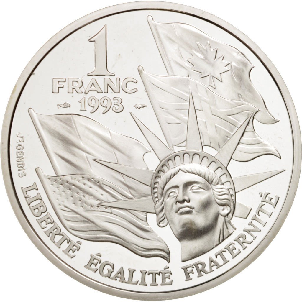 FRANCE, Franc, 1993, KM #1014, MS(65-70), Silver, 22.20