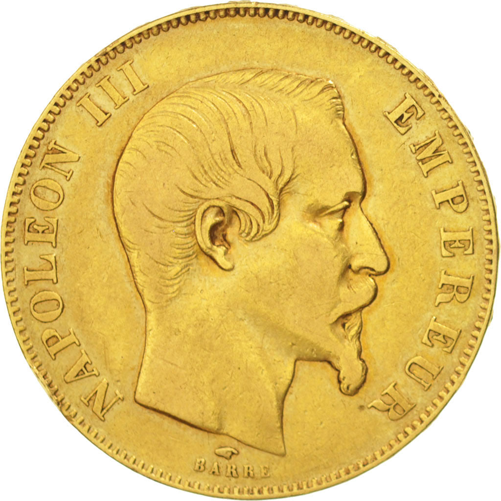 FRANCE, Napoléon III, 50 Francs, 1857, Paris, KM #785.1, VF(20-25), Gold, Gadour