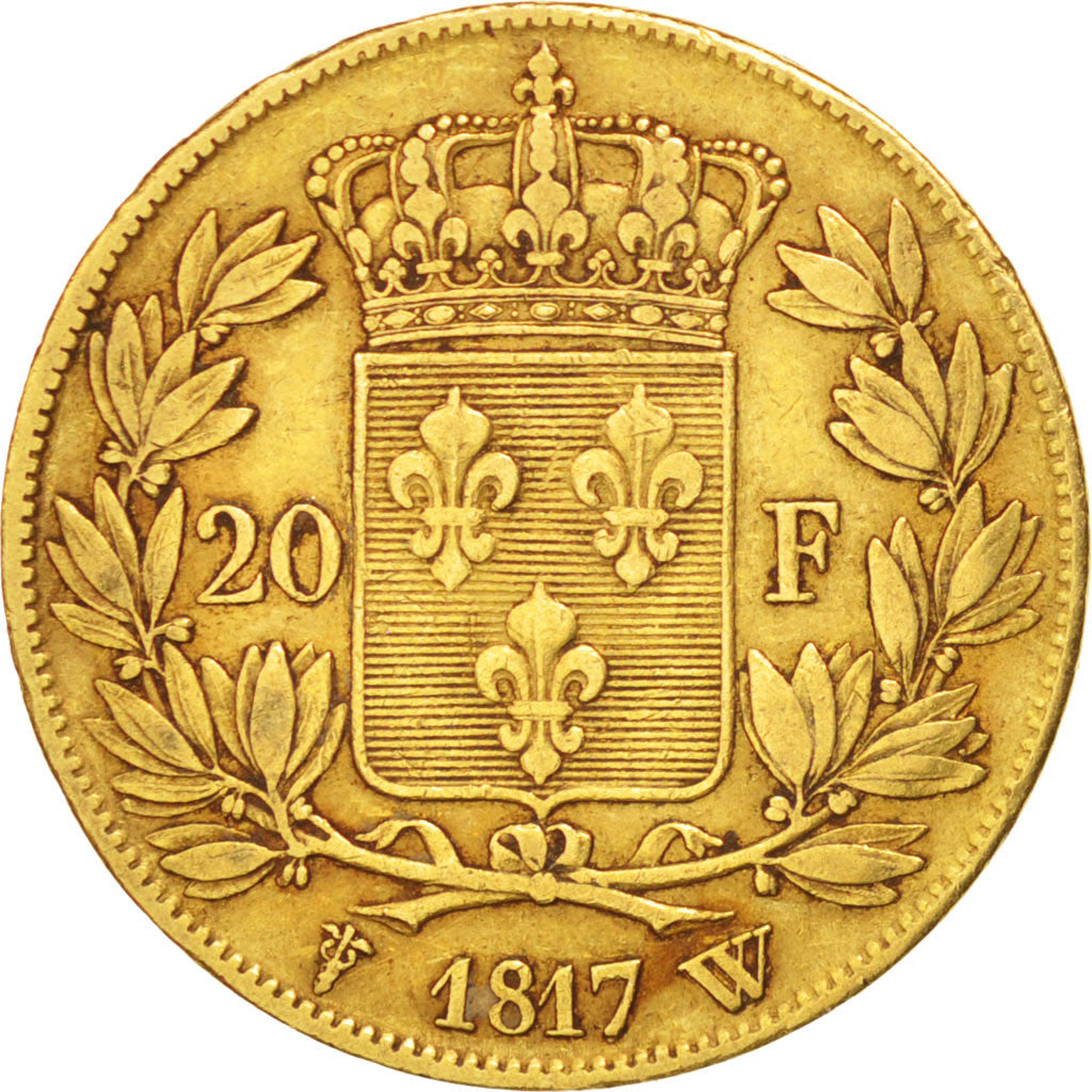 FRANCE, Louis XVIII, 20 Francs, 1817, Lille, KM #712.9, EF(40-45), Gold,...