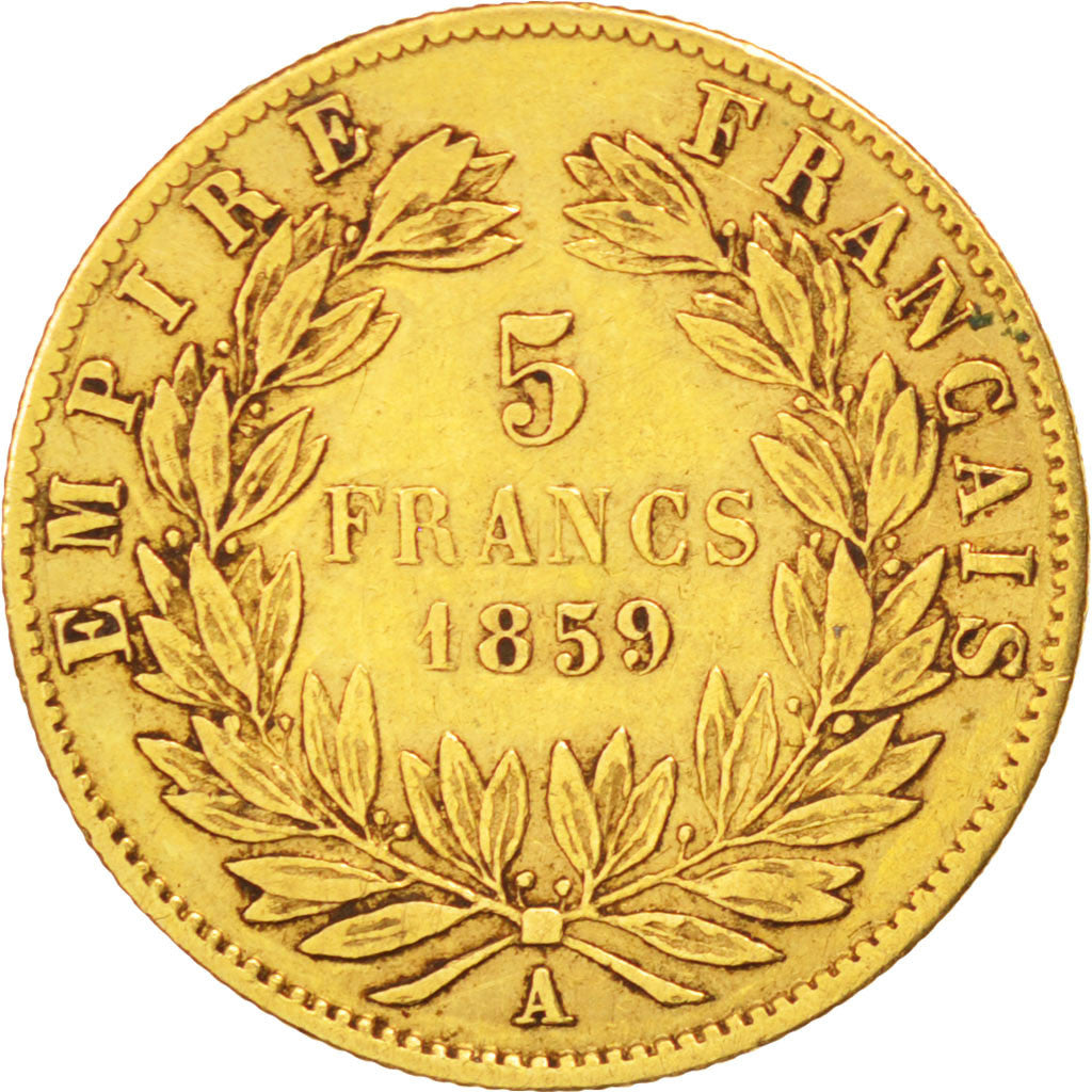 Second Empire, 5 Francs Napoléon III, grand module, 1859 A, Paris, Gadoury 1001