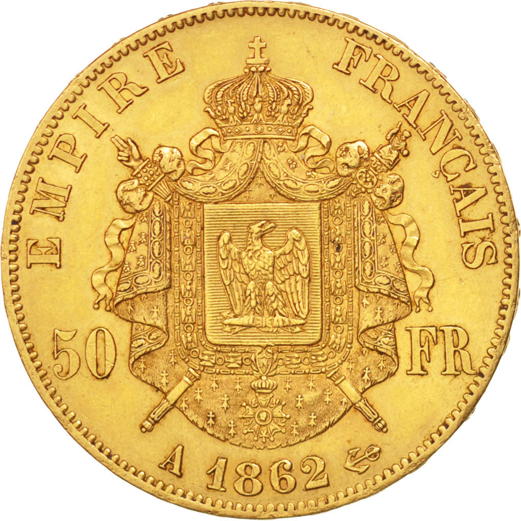 FRANCE, Napoléon III, 50 Francs, 1862, Paris, KM #804.1, AU(50-53), Gold, Gadour