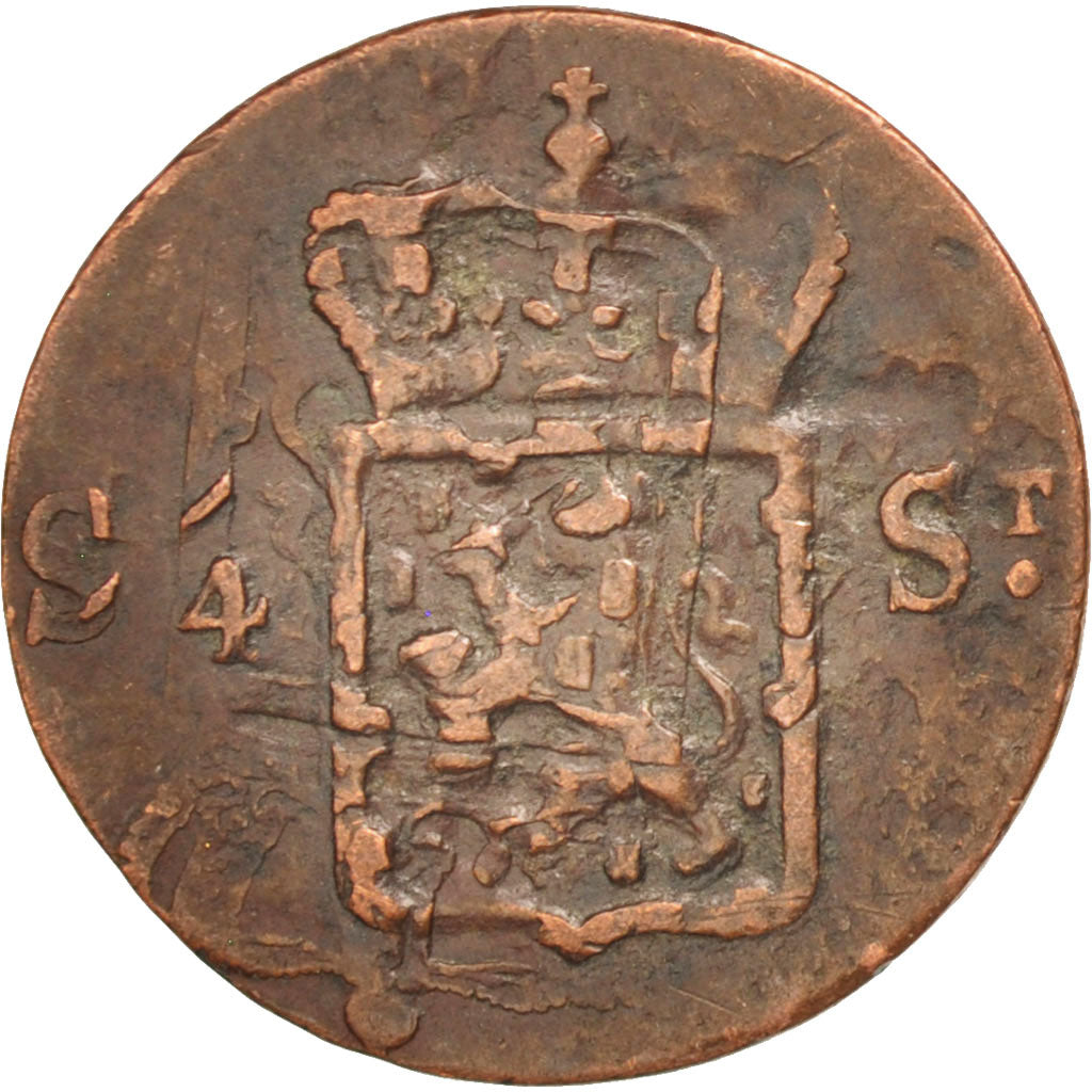NETHERLANDS EAST INDIES, 1/4 Stuiver, 1822, Utrecht, KM #287, EF(40-45),...