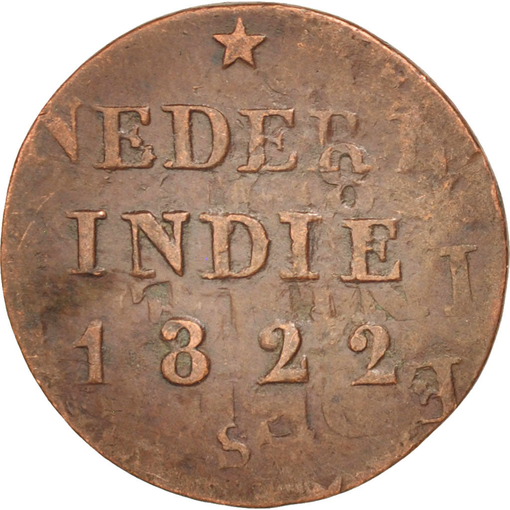 NETHERLANDS EAST INDIES, 1/4 Stuiver, 1822, Utrecht, KM #287, EF(40-45),...