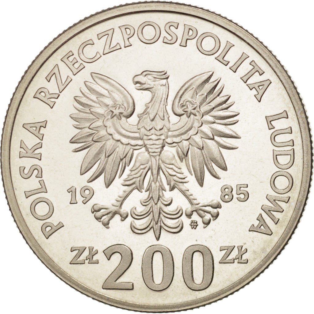 Coin, Poland, 200 Zlotych, 1985, MS(63), Nickel Plated Iron, KM:Pr515