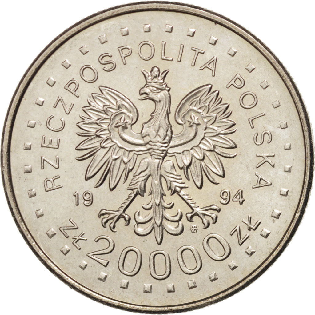 POLAND, 20000 Zlotych, 1994, KM #271, MS(63), Copper-Nickel, 29.5, 10.83