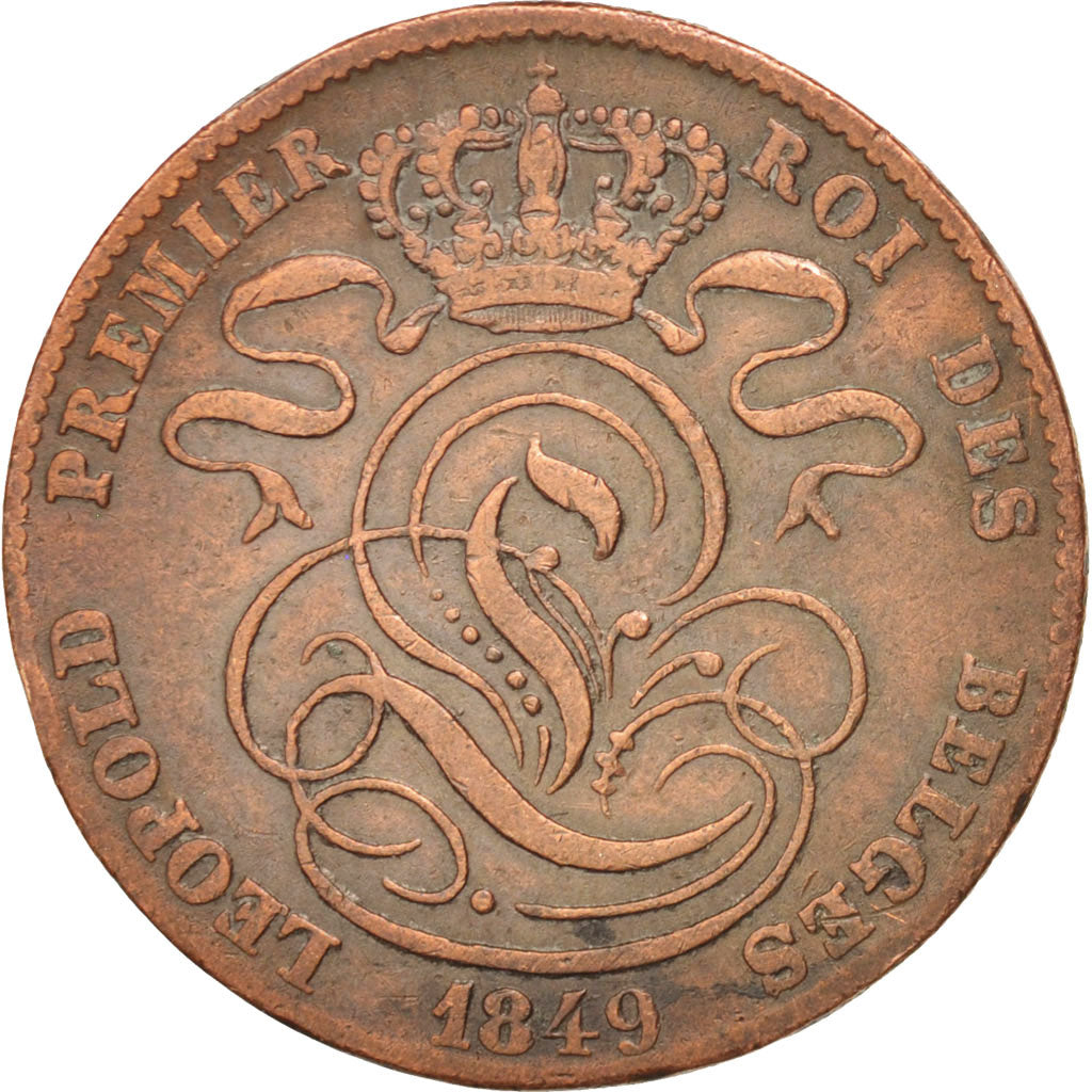 BELGIUM, 5 Centimes, 1849, KM #5.1, VF(30-35), Copper, 28.3, 9.52