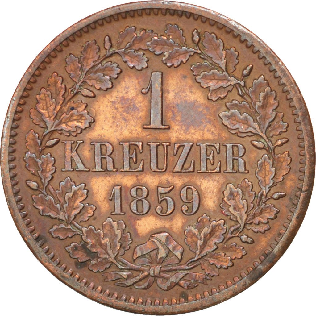Allemagne, Baden, Friedrich I, 1 Kreuzer, 1859, KM 242