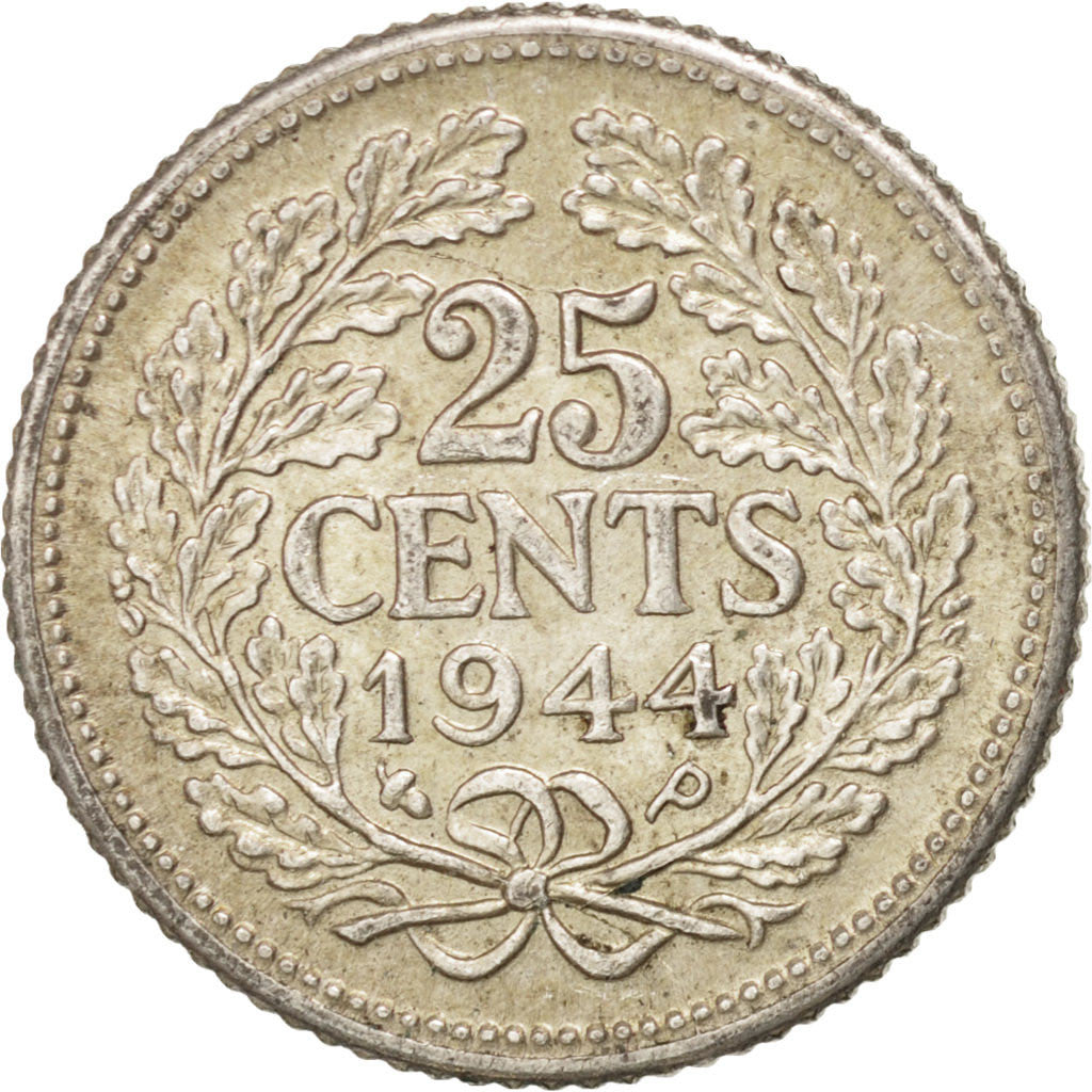 Monnaie, Pays-Bas, Wilhelmina I, 25 Cents, 1944, TTB+, Argent, KM:164