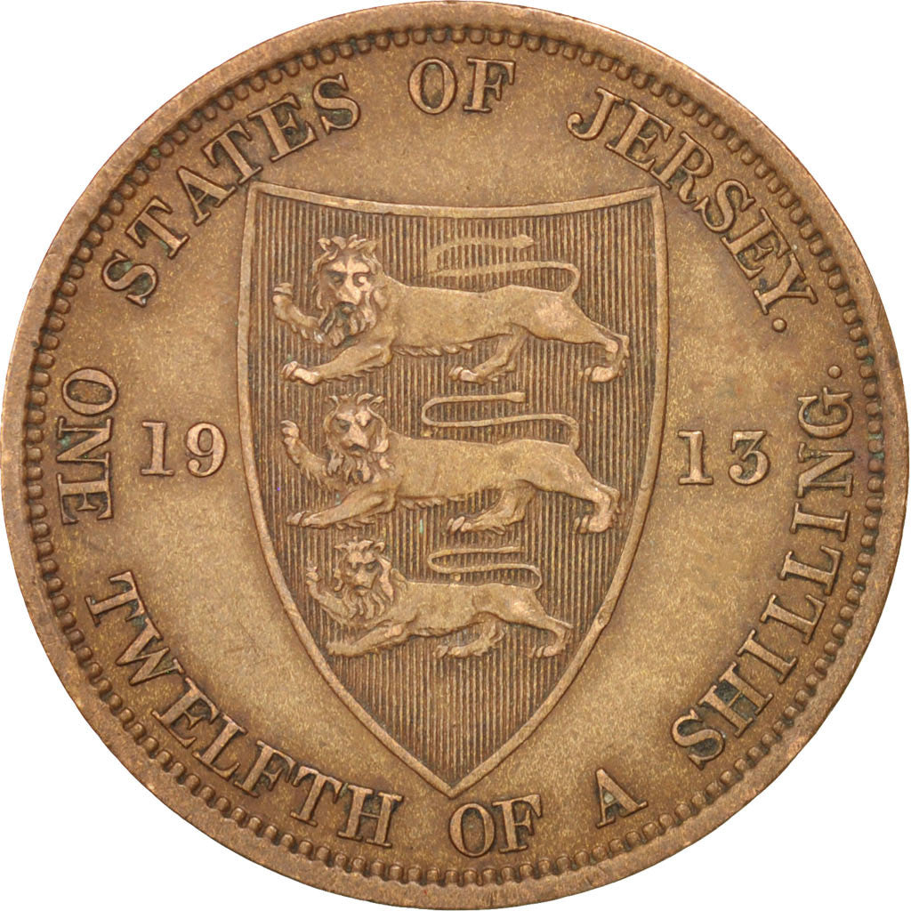 Coin, Jersey, George V, 1/12 Shilling, 1913, AU(50-53), Bronze, KM:12