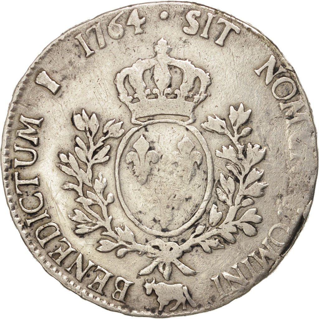 FRANCE, Écu de Béarn au bandeau, ECU, 1764, Pau, KM #518, VF(20-25), Silver, Ga.
