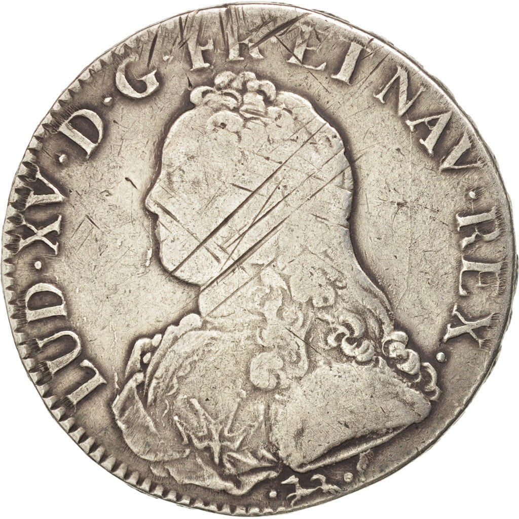 FRANCE, Écu aux branches d'olivier, ECU, 1736, Bayonne, KM #486.12, VF(20-25), .
