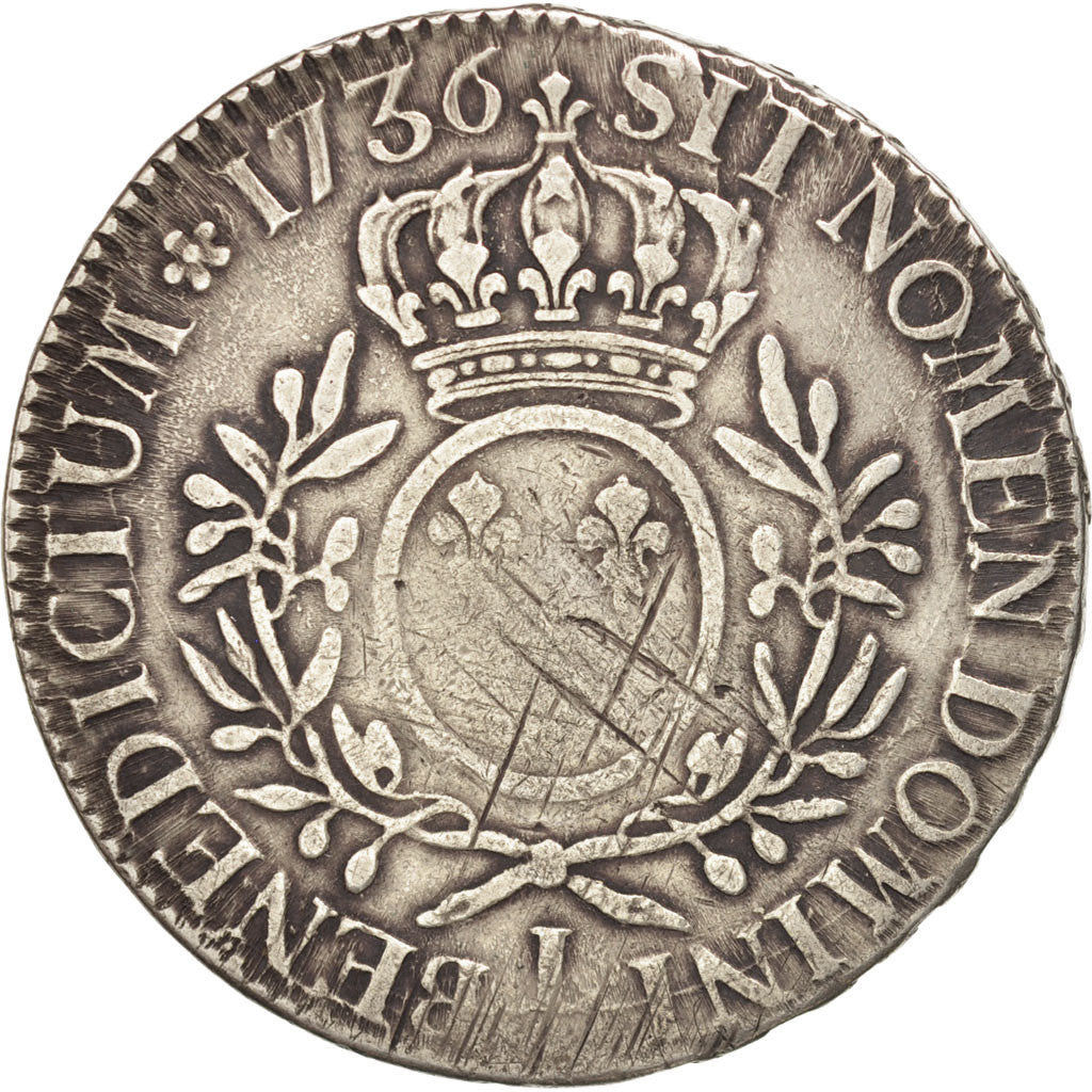 FRANCE, Écu aux branches d'olivier, ECU, 1736, Bayonne, KM #486.12, VF(20-25), .