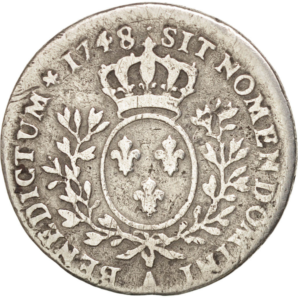 FRANCE, 1/10 Écu au bandeau, 12 Sols, 1/10 ECU, 1748, Paris, KM #511.1, ...