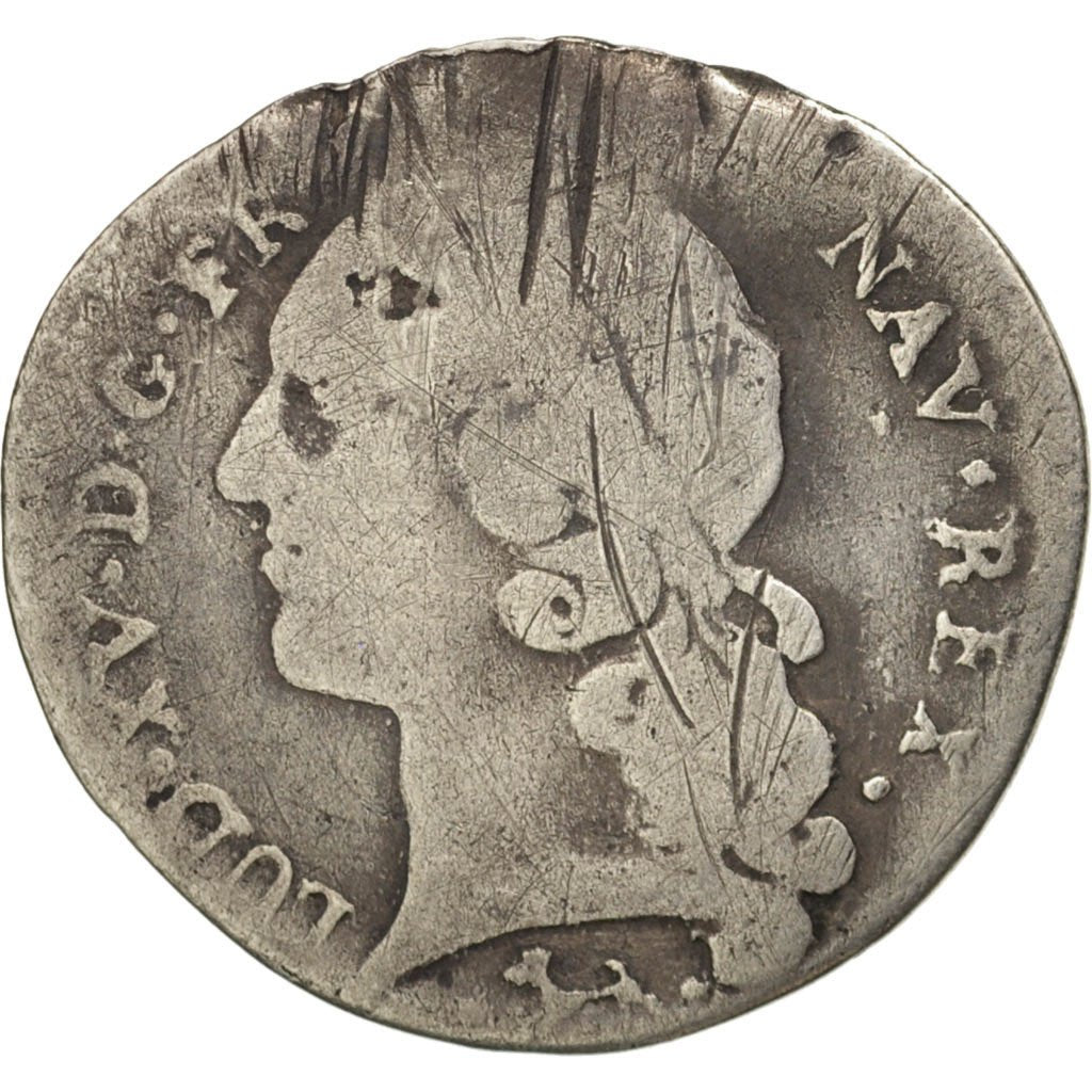 FRANCE, 1/20 Ecu, 1749, Bayonne, KM #510.8, F(12-15), Silver, Gadoury #284, 1.33
