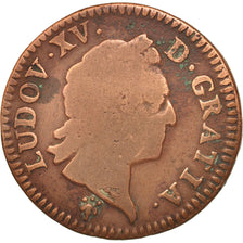 FRANCE, Sol à la vieille tête, Sol, 1770, Reims, KM #545.10, VG(8-10), Copper, G