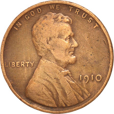 UNITED STATES, Lincoln Cent, Cent, 1910, U.S. Mint, KM #132, VF(30-35), Bronze,.