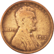 UNITED STATES, Lincoln Cent, Cent, 1913, U.S. Mint, KM #132, VF(20-25), Bronze,.