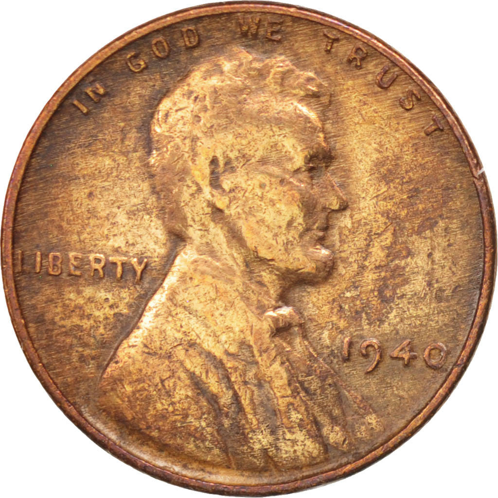 Coin, United States, Lincoln Cent, Cent, 1940, U.S. Mint, Philadelphia