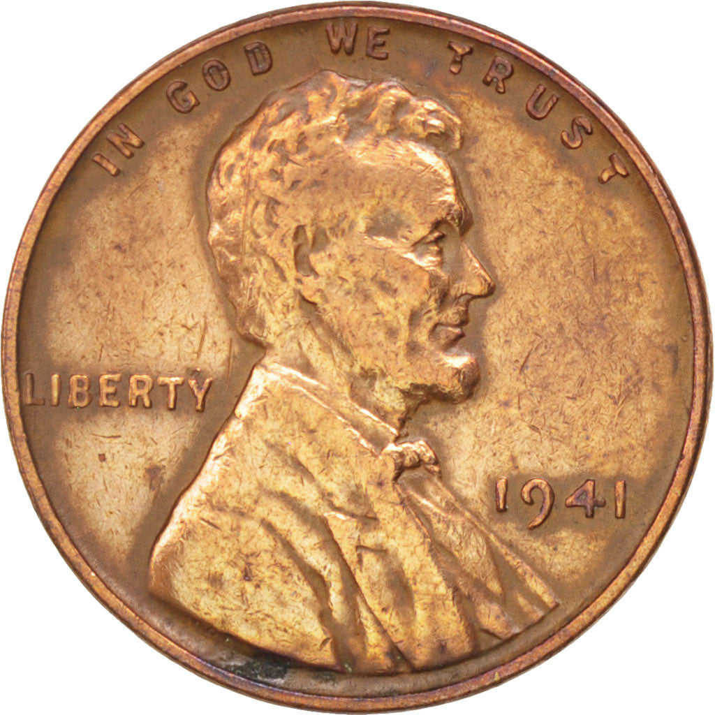 Coin, United States, Lincoln Cent, Cent, 1941, U.S. Mint, Philadelphia