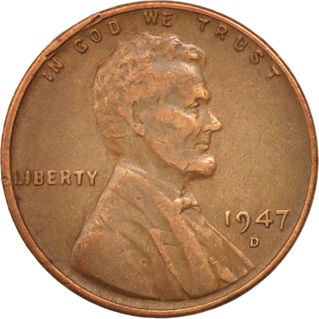 UNITED STATES, Lincoln Cent, Cent, 1947, U.S. Mint, KM #A132, EF(40-45), Brass,.