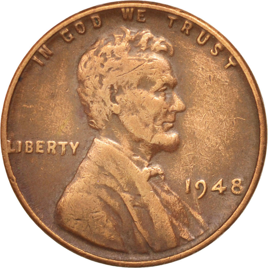 Coin, United States, Lincoln Cent, Cent, 1948, U.S. Mint, Philadelphia