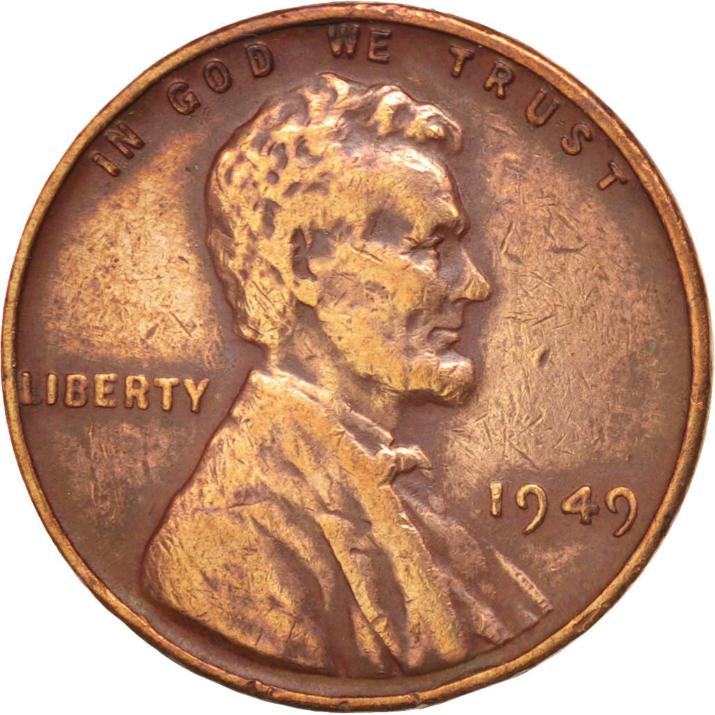 UNITED STATES, Lincoln Cent, Cent, 1949, U.S. Mint, KM #A132, VF(30-35), Brass,.