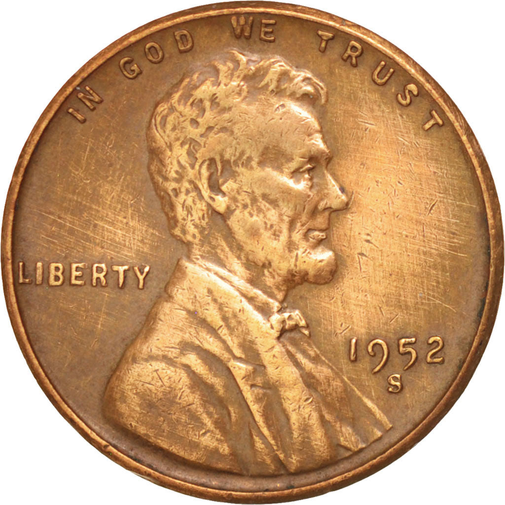 Coin, United States, Lincoln Cent, Cent, 1952, U.S. Mint, San Francisco