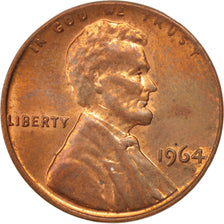 UNITED STATES, Lincoln Cent, Cent, 1964, U.S. Mint, KM #201, AU(55-58), Brass,..