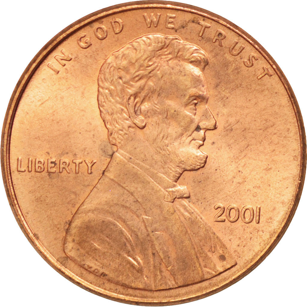 UNITED STATES, Lincoln Cent, Cent, 2001, U.S. Mint, KM #201b, MS(63), Copper...