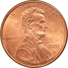UNITED STATES, Lincoln Cent, Cent, 2002, U.S. Mint, KM #201b, MS(63), Copper...