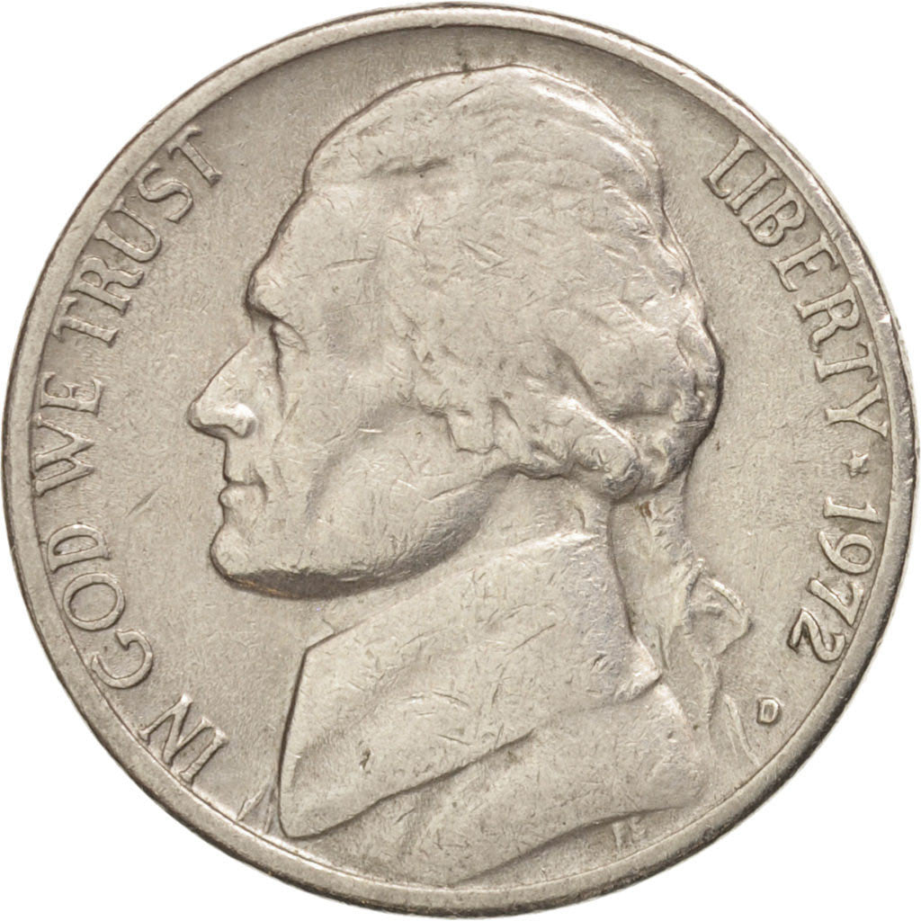 Moneta, Stati Uniti, Jefferson Nickel, 5 Cents, 1972, U.S. Mint, Denver, BB