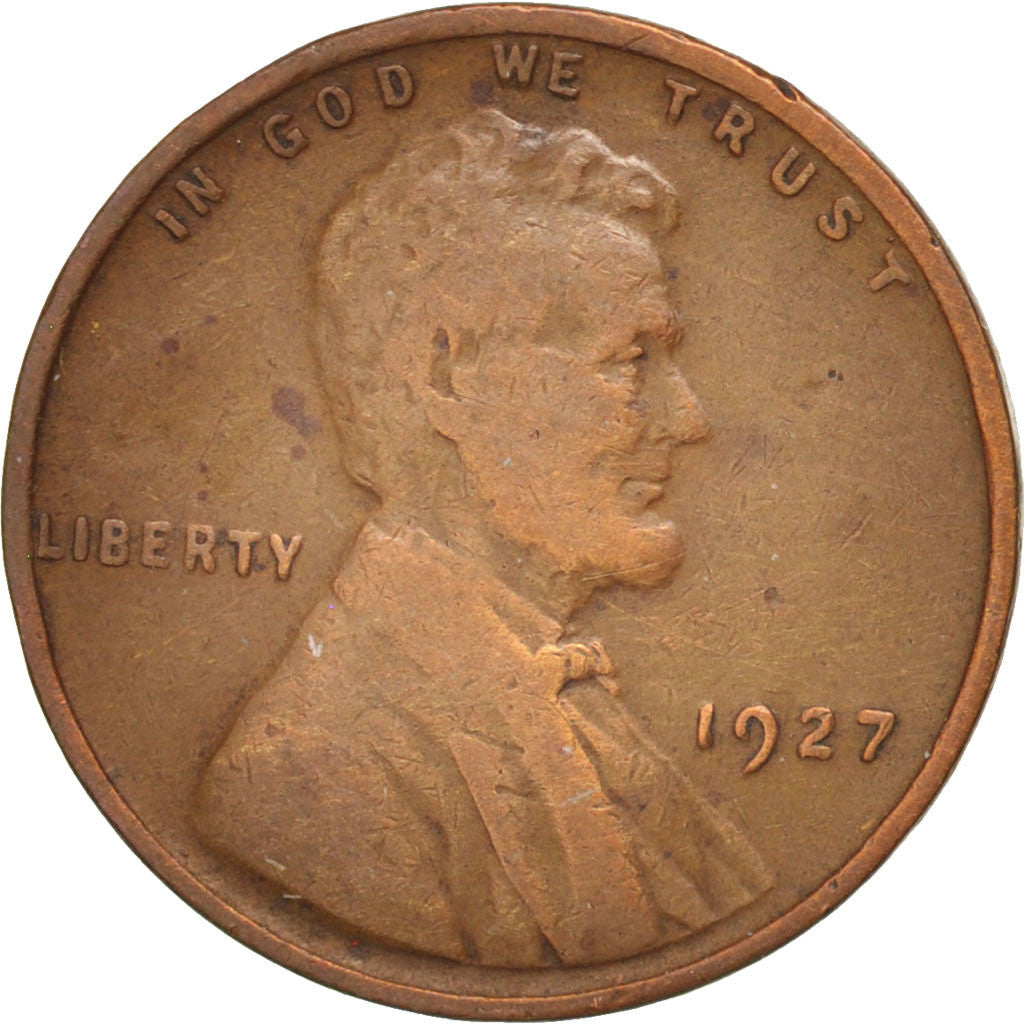 UNITED STATES, Lincoln Cent, Cent, 1927, U.S. Mint, KM #132, VF(20-25), Bronze,.