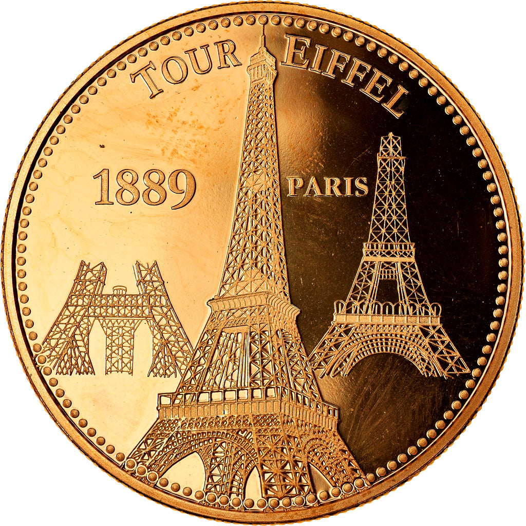 France, Medal, Paris - La Tour Eiffel, MS(65-70), Copper Gilt