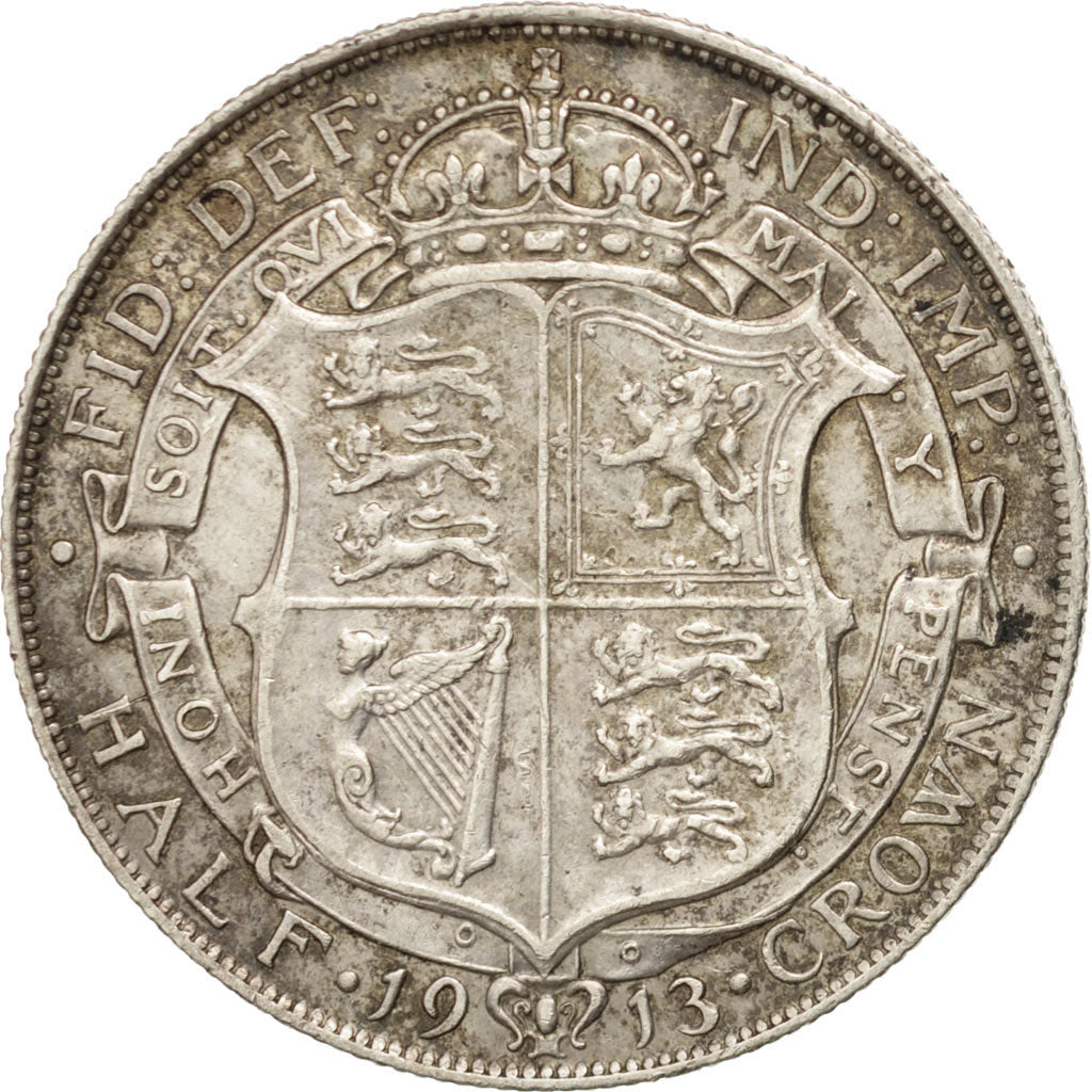 GREAT BRITAIN, 1/2 Crown, 1913, KM #818.1, EF(40-45), Silver, 32.3, 14.18
