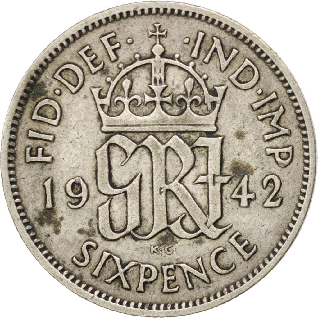 GREAT BRITAIN, 6 Pence, 1942, KM #862, EF(40-45), Copper-Nickel, 19.5, 2.80