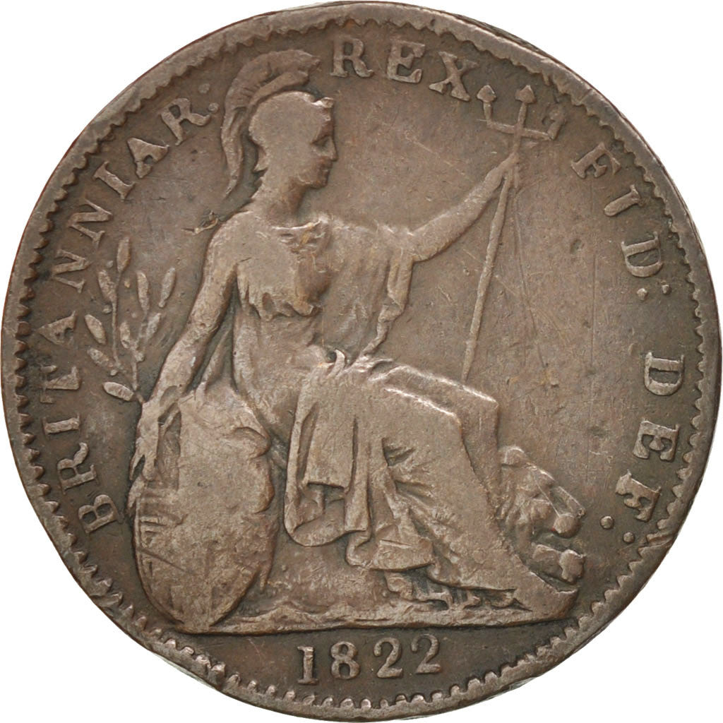Coin, Great Britain, George IV, Farthing, 1822, EF(40-45), Copper, KM:677