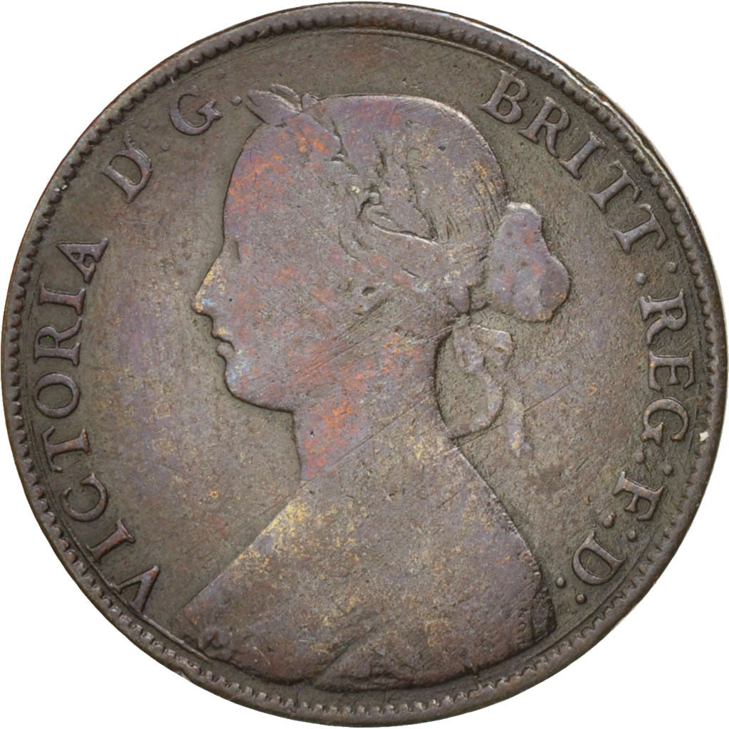 GREAT BRITAIN, 1/2 Penny, 1861, KM #748.2, VF(20-25), Bronze, 5.50