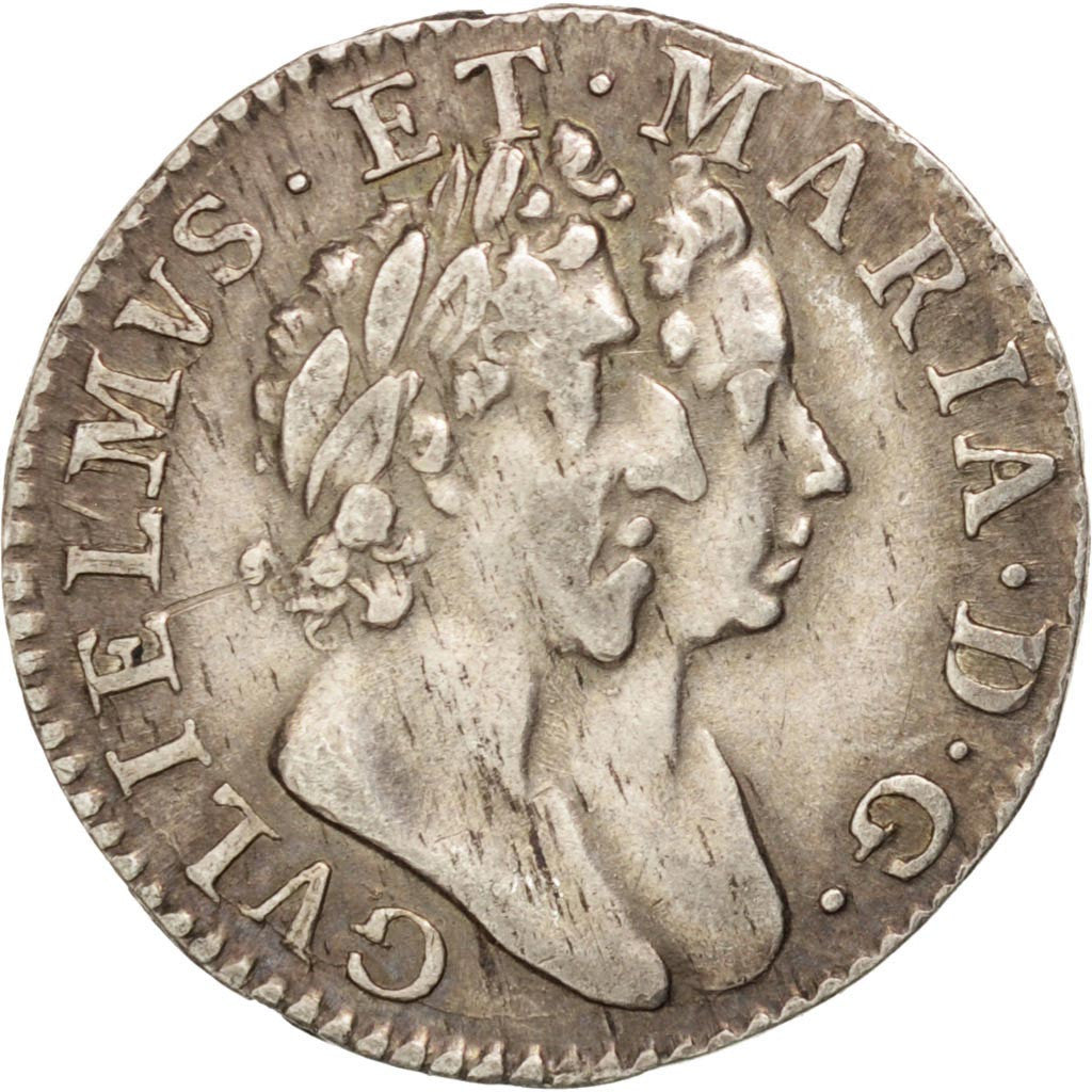GREAT BRITAIN, 3 Pence, 1689, KM #470.1, EF(40-45), Silver, 1.50
