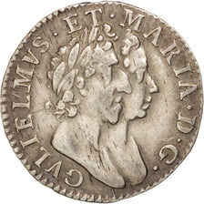 GREAT BRITAIN, 3 Pence, 1689, KM #470.1, EF(40-45), Silver, 1.50