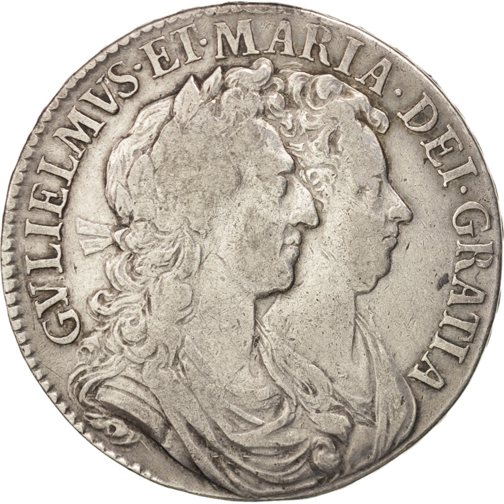 GREAT BRITAIN, 1/2 Crown, 1689, KM #472.1, VF(30-35), Silver, 14.74