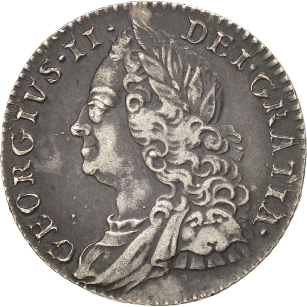 Coin, Great Britain, George II, 6 Pence, 1758, AU(50-53), Silver, KM:582.2